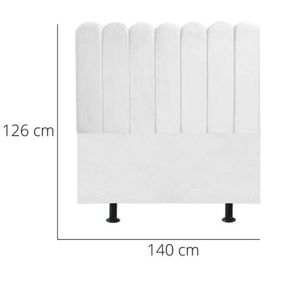 Cabeceira Nuvem Cama Box Casal 140 Cm Alanis Suede Branco