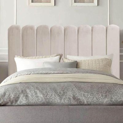 Cabeceira Nuvem Cama Box Queen 160 Cm Alanis Suede Bege
