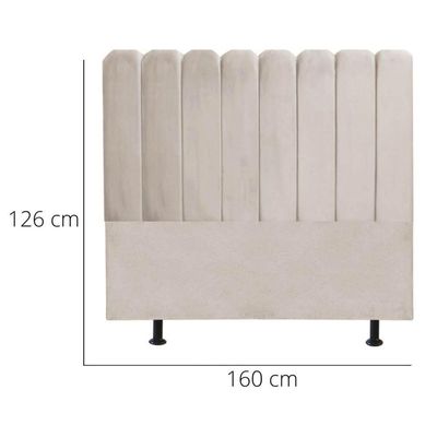 Cabeceira Nuvem Cama Box Queen 160 Cm Alanis Suede Bege