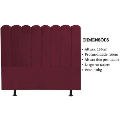 Cabeceira Nuvem Cama Box Queen 160 Cm Alanis Suede Bordô
