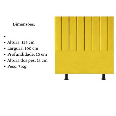 Cabeceira De Cama Solteiro Box 100 Cm Karla Carla Suede Amarelo