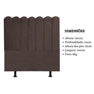 Cabeceira Nuvem Cama Box Casal 140 Cm Alanis Suede Marrom