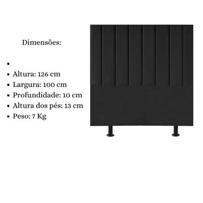 Cabeceira De Cama Solteiro Box 100 Cm Karla Carla Suede Preto