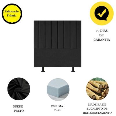 Cabeceira De Cama Solteiro Box 100 Cm Karla Carla Suede Preto