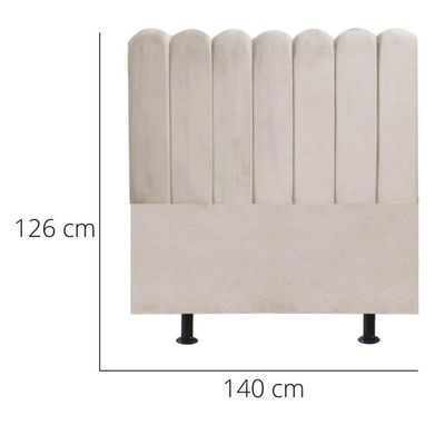 Cabeceira Nuvem Cama Box Casal 140 Cm Alanis Suede Bege