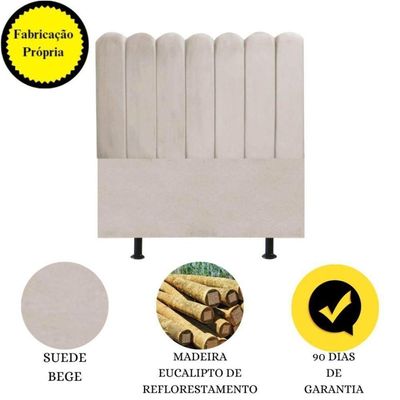 Cabeceira Nuvem Cama Box Casal 140 Cm Alanis Suede Bege
