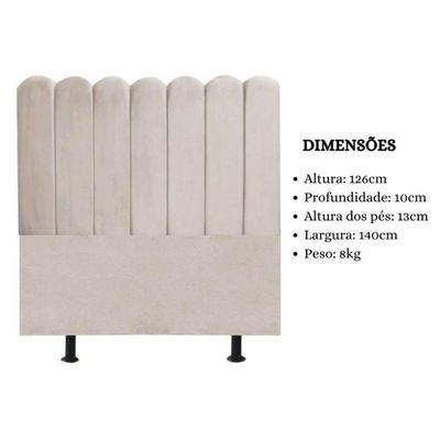 Cabeceira Nuvem Cama Box Casal 140 Cm Alanis Suede Bege