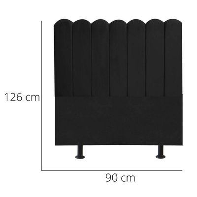 Cabeceira Nuvem Cama Box Solteiro 90 Cm Alanis Suede Preto