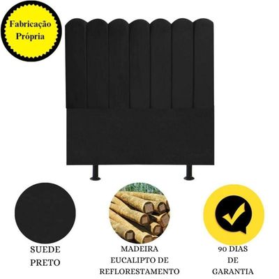 Cabeceira Nuvem Cama Box Solteiro 90 Cm Alanis Suede Preto
