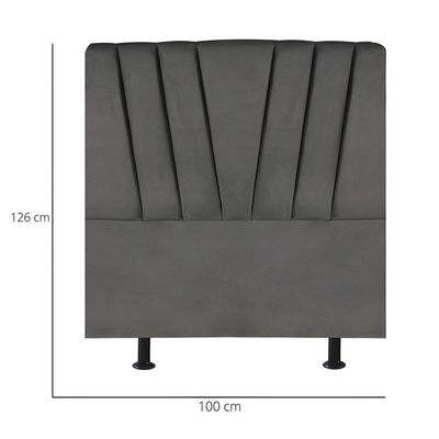 Cabeceira Solteiro Cama Box Estofada 100 Cm Antonella Corino Cinza