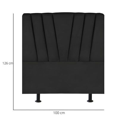Cabeceira Solteiro Cama Box Estofada 100 Cm Antonella Corino Preto