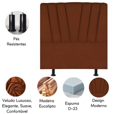 Cabeceira King Cama Box Estofada 195 Cm Antonella Veludo terracota