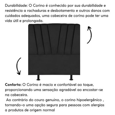 Cabeceira Solteiro Cama Box Estofada 90 Cm Antonella Corino Preto