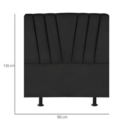 Cabeceira Solteiro Cama Box Estofada 90 Cm Antonella Corino Preto