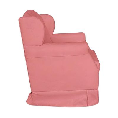 Poltrona Decorativa Amamentação Balanço E Puff Bebê Suede Rosê