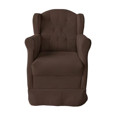 Poltrona Decorativa Amamentação Balanço E Puff Bebê Suede Marrom