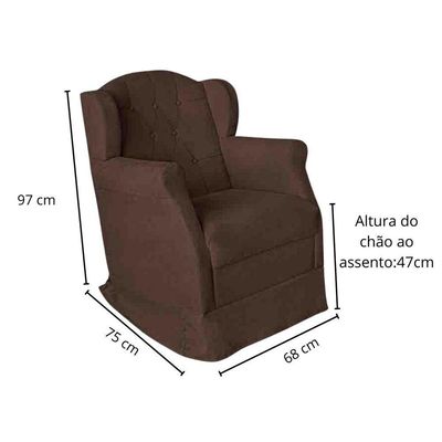 Poltrona Decorativa Amamentação Balanço E Puff Bebê Suede Marrom