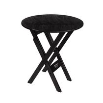 Mesa Redonda 70cm Dobrável Em Madeira Maciça - Preto - Preto