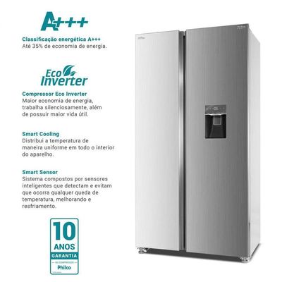 Geladeira 434L Philco Smart Cooling Side By Side PRF535ID 110V