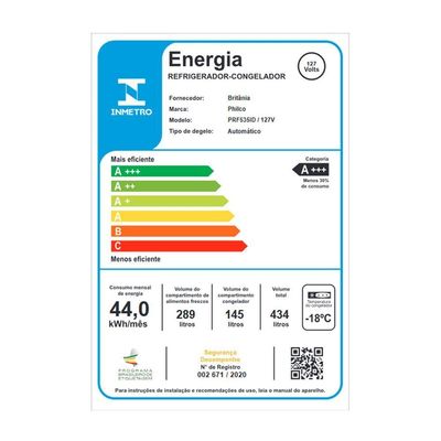 Geladeira 434L Philco Smart Cooling Side By Side PRF535ID 110V
