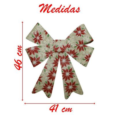 Kit 2 Enfeite árvore Natal Laço Decorado Com Flores 46 Cm