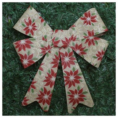 Enfeite árvore Natal Laço Decorado Com Flores 46 Cm