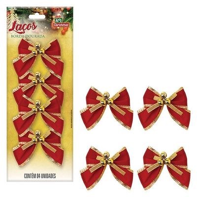 Kit 36 Laços De Bolinhas Pingentes Dourado Brilhante 10cm
