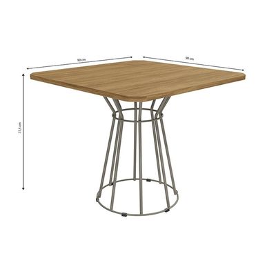 Mesa de Jantar Kappesberg Santiago com 4 Cadeiras Estofadas - Nickel, Nogueira e Nude