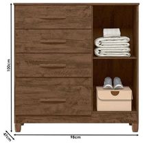 Cômoda Sapateira Vênus Castanho Wood Flex Com Pés - Moval