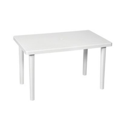 Mesa Retangular Plástica Piscina Praia Desmontável Branca Plasnew