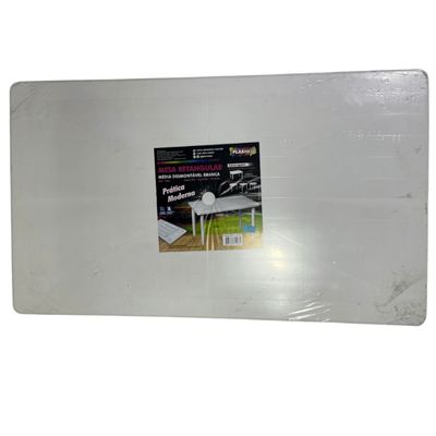 Mesa Retangular Plástica Piscina Praia Desmontável Branca Plasnew