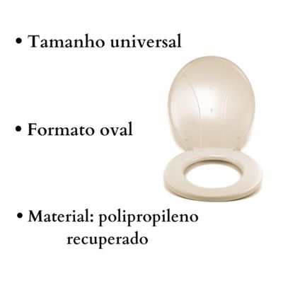 Assento Premium Para Vaso Sanitário Universal Oval Areia