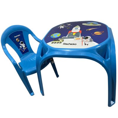 Mesa Infantil Azul + 01 Cadeira Infantil Rischioto Kit