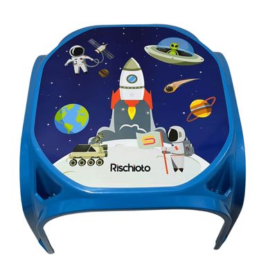 Mesa Infantil Azul + 01 Cadeira Infantil Rischioto Kit
