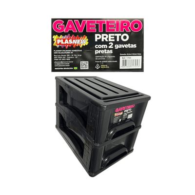 Gaveteiro Organizador 2 Gav Plasnew Resistente 1705 Preto