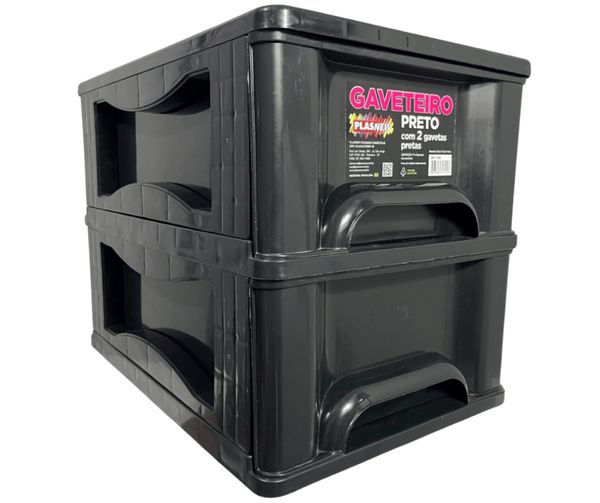 Gaveteiro Organizador 2 Gav Plasnew Resistente 1705 Preto