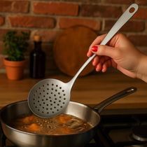 Kit 5 Escumadeiras Grandes Fritura Aço Inox Espumadeira para Pastel Batata Frita Arroz
