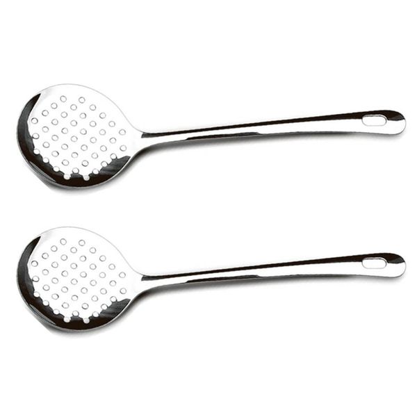 Kit 2 Escumadeiras Fritura Aço Inox 33cm Espumadeira Grande Pastelaria Lanchonete