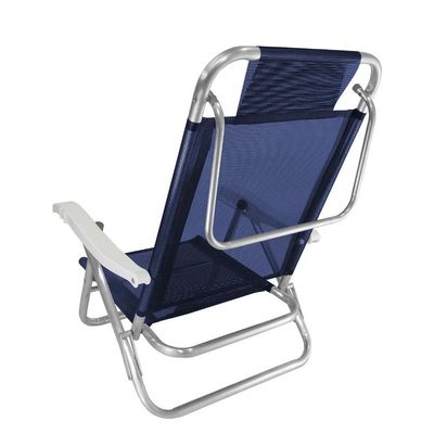 Kit 2 Cadeira De Praia Alumínio 5 Posições Azul Marinho Zaka