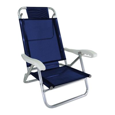 Kit 2 Cadeira De Praia Alumínio 5 Posições Azul Marinho Zaka