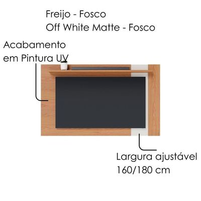 Painel Extensivel Tv 70 Polegadas 180 Cm Leme Colibri Freijo Off White Matte