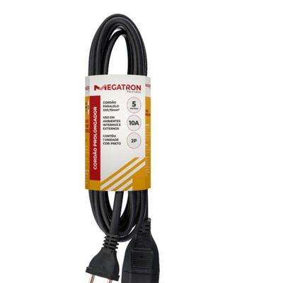 Cordao Prolongador Pp Plano 10a 0,75 5m Preto