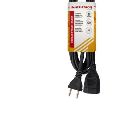 Cordao Prolongador Pp Plano 10a 0,75 5m Preto
