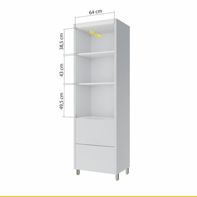 Paneleiro Nesher Marquesa em MDF 15mm com 2 Portas, 2 Gavetas e 3 Prateleiras - 70cm de largura - Nature/Verde