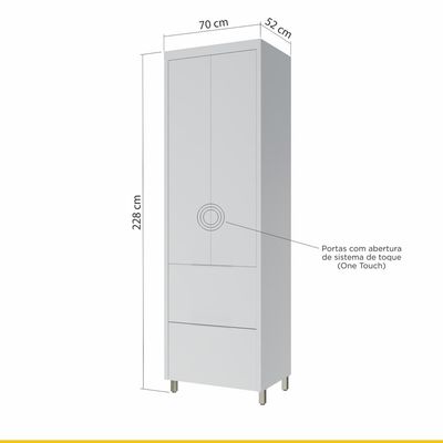 Paneleiro Nesher Marquesa em MDF 15mm com 2 Portas, 2 Gavetas e 3 Prateleiras - 70cm de largura - Nature/Verde
