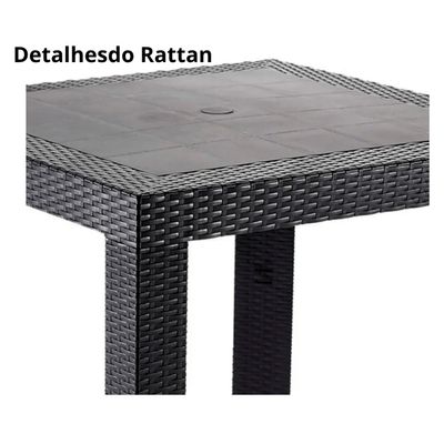 Mesa Quadrada Rattan Montavel Preta Plastico Plasnew