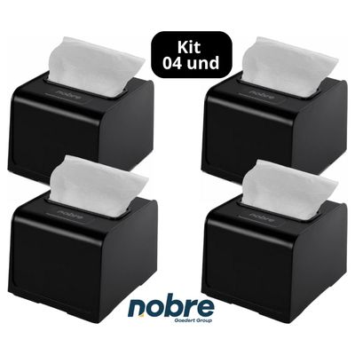 Kit 4 Dispenser Porta Guardanapo Interfolhado Preto Nobre