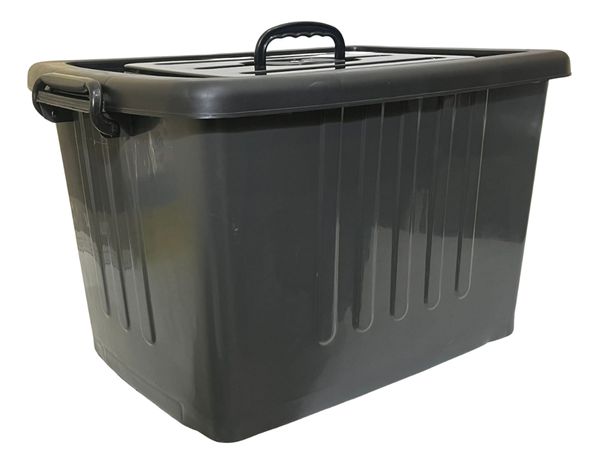 Caixa Organizador Container Rodas Trava 77l Cinza Plasnew Cinza