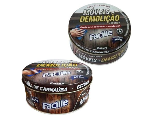 KIT 02 CERA CARNAÚBA LUSTRA MÓVEIS DEMOLIÇÃO 200G ESCURA