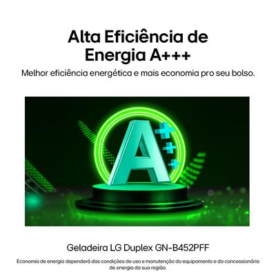 Geladeira LG Frost Free GN-B372PFM Duplex com Tecnologia Smart Inverter, Linear Cooling e Multi Air Flow Inox Look - 375 litros Inox / 110